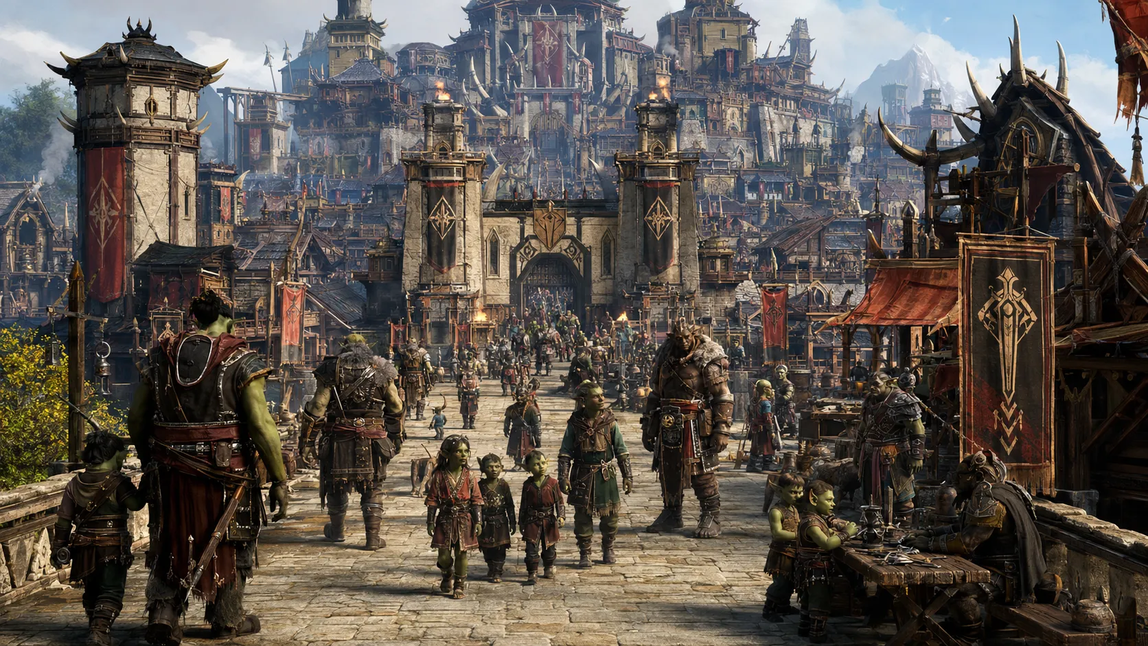 Varnokh adults and children approaching the fortified city of Gharnakthul