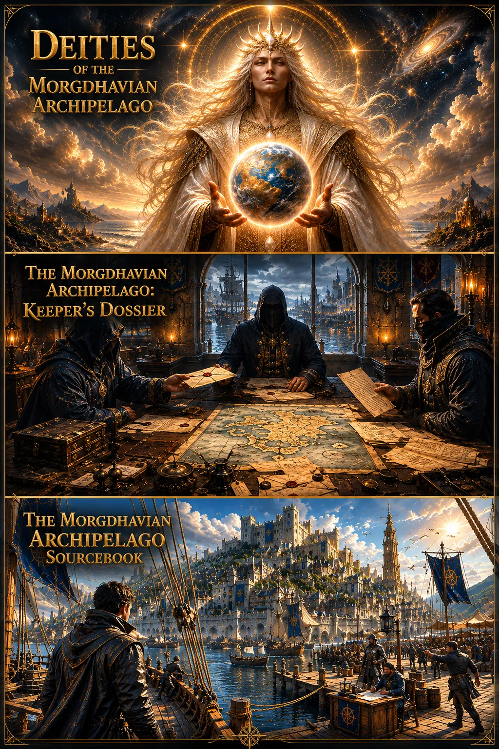 The Morgdhavian Archipelago Sourcebook, Keeper’s Dossier, and Deities volume