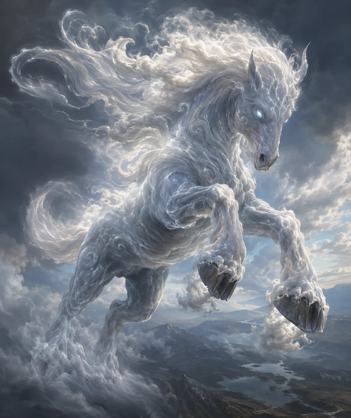 Nim'bryn, a horse-shaped elemental formed from cloud and storm